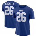 Wholesale Cheap Nike New York Giants #26 Saquon Barkley Player Pride 3.0 Name & Number Wordmark T-Shirt Royal