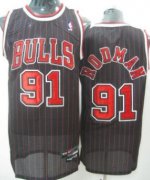 Wholesale Cheap Chicago Bulls #91 Dennis Rodman Black Pinstripe Swingman Jersey