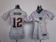 Wholesale Cheap Nike Patriots #12 Tom Brady Zebra Women's Stitched NFL Elite Jersey