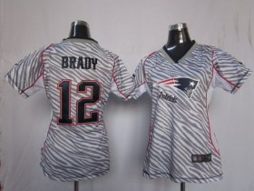 Wholesale Cheap Nike Patriots #12 Tom Brady Zebra Women\'s Stitched NFL Elite Jersey
