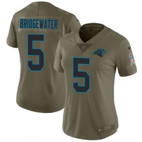 Wholesale Cheap Nike Panthers #5 Teddy Bridgewater Olive Women\'s Stitched NFL Limited 2017 Salute To Service Jersey