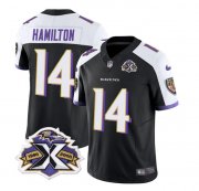 Wholesale Cheap Men's Baltimore Ravens #14 Kyle Hamilton Black White 2023 F.U.S.E With Patch Throwback Vapor Limited Stitched Jersey