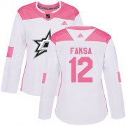 Cheap Adidas Stars #12 Radek Faksa White/Pink Authentic Fashion Women's Stitched NHL Jersey