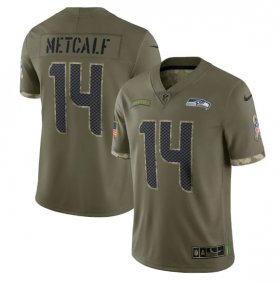 Wholesale Cheap Men\'s Seattle Seahawks #14 DK Metcalf 2022 Olive Salute To Service Limited Stitched Jersey