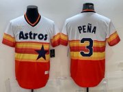 Wholesale Cheap Men's Houston Astros #3 Jeremy Pena Orange Rainbow Cool Base Stitched Jersey