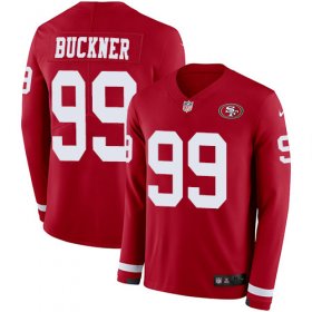 Wholesale Cheap Nike 49ers #99 DeForest Buckner Red Team Color Men\'s Stitched NFL Limited Therma Long Sleeve Jersey