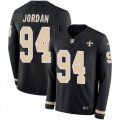 Wholesale Cheap Nike Saints #94 Cameron Jordan Black Team Color Men's Stitched NFL Limited Therma Long Sleeve Jersey