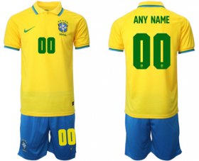 Cheap Men\'s Brazil Custom Yellow Home Soccer Jersey Suit