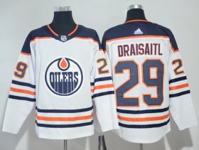 Wholesale Cheap Adidas Oilers #29 Leon Draisaitl White Road Authentic Stitched NHL Jersey