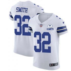 Wholesale Cheap Nike Cowboys #32 Saivion Smith White Men\'s Stitched With Established In 1960 Patch NFL New Elite Jersey