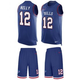Wholesale Cheap Nike Bills #12 Jim Kelly Royal Blue Team Color Men\'s Stitched NFL Limited Tank Top Suit Jersey