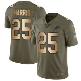 Wholesale Cheap Nike Lions #25 Will Harris Olive/Gold Men\'s Stitched NFL Limited 2017 Salute To Service Jersey