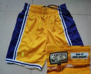 Wholesale Cheap Men's Los Angeles Lakers #24 Kobe Bryant 1996-97 Yellow Hardwood Classics Soul Swingman Throwback Shorts