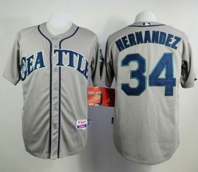 Wholesale Cheap Mariners #34 Felix Hernandez Grey Cool Base Stitched MLB Jersey
