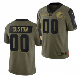 Wholesale Cheap Men\'s Olive Cleveland Browns ACTIVE PLAYER Custom 2021 Salute To Service Limited Stitched Jersey