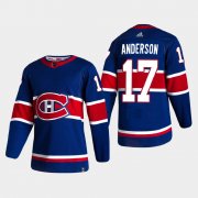 Wholesale Cheap Montreal Canadiens #17 Josh Anderson Reverse Retro 2020-21 Authentic Blue Jersey