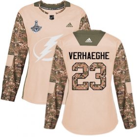 Cheap Adidas Lightning #23 Carter Verhaeghe Camo Authentic 2017 Veterans Day Women\'s 2020 Stanley Cup Champions Stitched NHL Jersey
