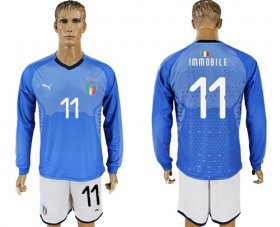 Wholesale Cheap Italy #11 Immobile Blue Home Long Sleeves Soccer Country Jersey