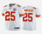 Wholesale Cheap Men's Kansas City Chiefs #25 Clyde Edwards-Helaire White 2021 Super Bowl LV Vapor Untouchable Stitched Nike Limited NFL Jersey