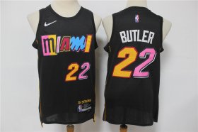 Wholesale Cheap Men\'s Miami Heat #22 Jimmy Butler Black Diamond 2022 City Edition Swingman Stitched Jersey With Sponsor