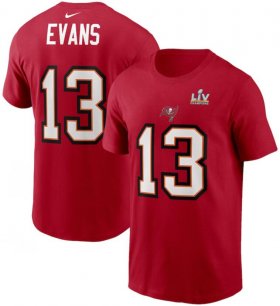 Wholesale Cheap Men\'s Tampa Bay Buccaneers Mike Evans Nike Red Super Bowl LV Champions Name & Number T-Shirt