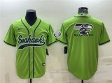Wholesale Cheap Men's Seattle Seahawks Green Team Big Logo With Patch Cool Base Stitched Baseball Jersey