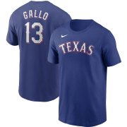 Wholesale Cheap Texas Rangers #13 Joey Gallo Nike Name & Number T-Shirt Royal