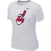Wholesale Cheap Women's MLB Cleveland Indians Heathered Nike Blended T-Shirt White