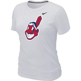 Wholesale Cheap Women\'s MLB Cleveland Indians Heathered Nike Blended T-Shirt White
