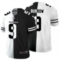 Cheap Cincinnati Bengals #9 Joe Burrow Men's Black V White Peace Split Nike Vapor Untouchable Limited NFL Jersey