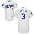 Wholesale Cheap Dodgers #3 Chris Taylor White Flexbase Authentic Collection 2018 World Series Stitched MLB Jersey