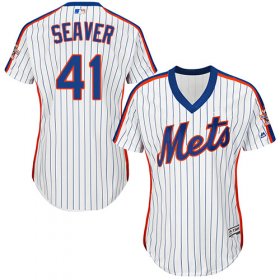 Wholesale Cheap Mets #41 Tom Seaver White(Blue Strip) Alternate Women\'s Stitched MLB Jersey