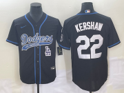 Wholesale Cheap Men's Los Angeles Dodgers #22 Clayton Kershaw Black Cool Base Stitched Baseball Jersey