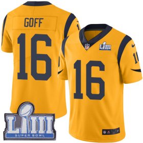 Wholesale Cheap Nike Rams #16 Jared Goff Gold Super Bowl LIII Bound Youth Stitched NFL Limited Rush Jersey