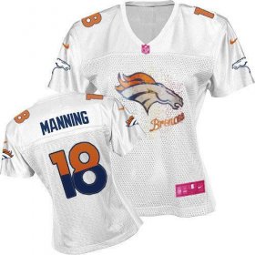 Wholesale Cheap Nike Broncos #18 Peyton Manning White Women\'s Fem Fan NFL Game Jersey