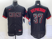 Wholesale Cheap Men's Cincinnati Reds #37 Tyler Stephenson Black 2023 City Connect Flex Base Stitched Jersey 1