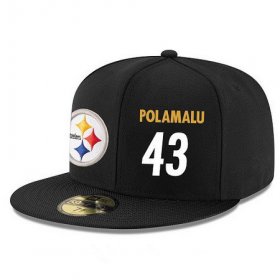 Wholesale Cheap Pittsburgh Steelers #43 Troy Polamalu Snapback Cap NFL Player Black with White Number Stitched Hat