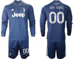 Wholesale Cheap Men 2020-2021 club Juventus away long sleeves customized blue Soccer Jerseys