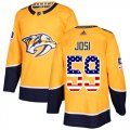 Wholesale Cheap Adidas Predators #59 Roman Josi Yellow Home Authentic USA Flag Stitched Youth NHL Jersey