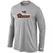 Wholesale Cheap Nike Los Angeles Rams Authentic Logo Long Sleeve T-Shirt Grey