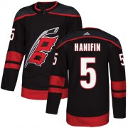 Wholesale Cheap Adidas Hurricanes #5 Noah Hanifin Black Alternate Authentic Stitched NHL Jersey