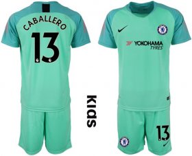 Wholesale Cheap Chelsea #13 Caballero Green Goalkeeper Kid Soccer Club Jersey