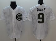 Wholesale Cheap Cubs #9 Javier Baez White(Blue Strip) New Cool Base 2018 Memorial Day Stitched MLB Jersey