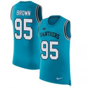 Wholesale Cheap Nike Panthers #95 Derrick Brown Blue Alternate Men's Stitched NFL Limited Rush Tank Top Jersey