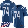 Wholesale Cheap Nike Colts #74 Anthony Castonzo Royal Blue Team Color Men's Stitched NFL 100th Season Vapor Untouchable Limited Jersey