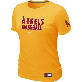 Wholesale Cheap Women\'s Los Angeles Angels Nike Short Sleeve Practice MLB T-Shirt Yellow