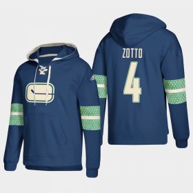 Wholesale Cheap Vancouver Canucks #4 Michael Del Zotto Blue adidas Lace-Up Pullover Hoodie