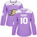 Wholesale Cheap Adidas Ducks #10 Corey Perry Purple Authentic Fights Cancer Women's Stitched NHL Jersey