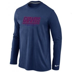 Wholesale Cheap Nike New York Giants Authentic Font Long Sleeve T-Shirt Dark Blue