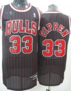 Wholesale Cheap Chicago Bulls #33 Scottie Pippen Black Pinstripe Swingman Jersey